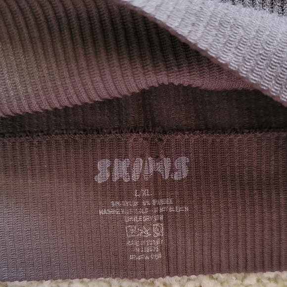 SKIMS Stretch Rib Scoop Bralette + Brief - Soot - L/XL - Picture 3 of 6